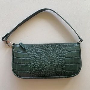By Far Rachel Bag in green croc embossed leather
